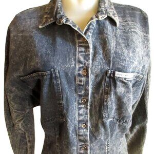 Vintage Women's Denim Top Acid Wash Medium Rocky Mountain Denver Rancher Cowgirl